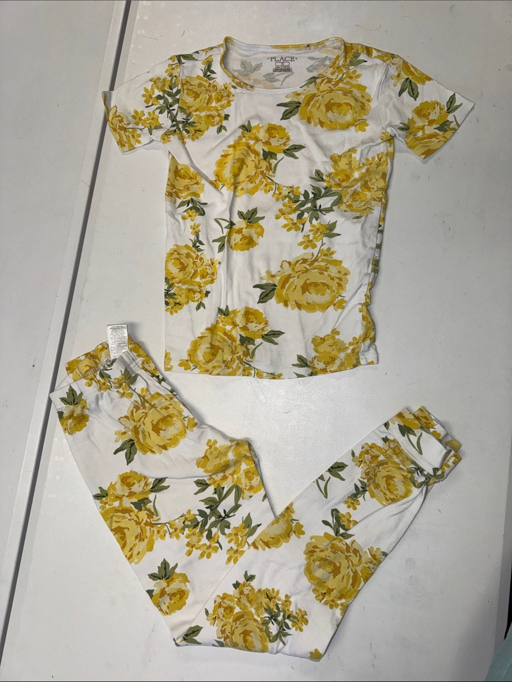 The Children's Place White and Yellow Floral Pajama Set 100% Cotton